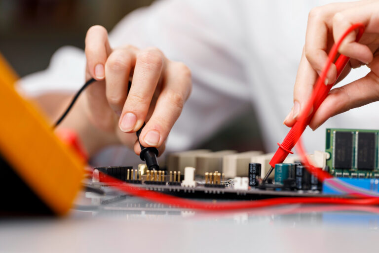 front-view-female-technician-with-computer-motherboard